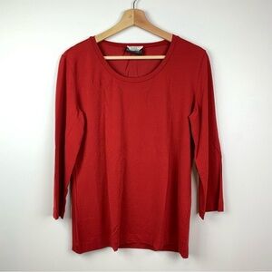 Max Mara Long Sleeves Top T Shirt Red Size XL Made Italy Crewneck Canott
